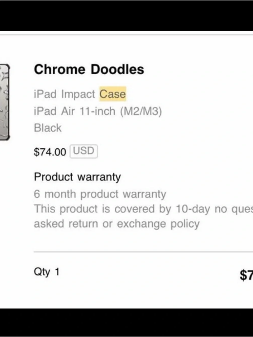 Casetify Clear Chrome Doodles Tablet Case with Black Accents